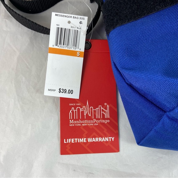 Manhattan Portage Messenger Bag Hook & Loop Closure Zip Pocket Royal Blue NWT - Picture 6 of 11